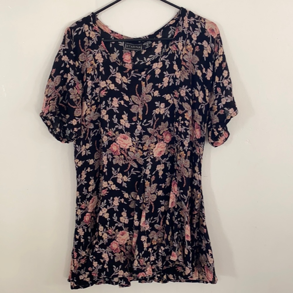 🛼 Vintage Floral Mini Dress